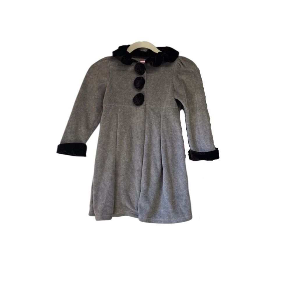 Good Lad Coat Rose Accent Ruffle Girls Sz 6 Gray